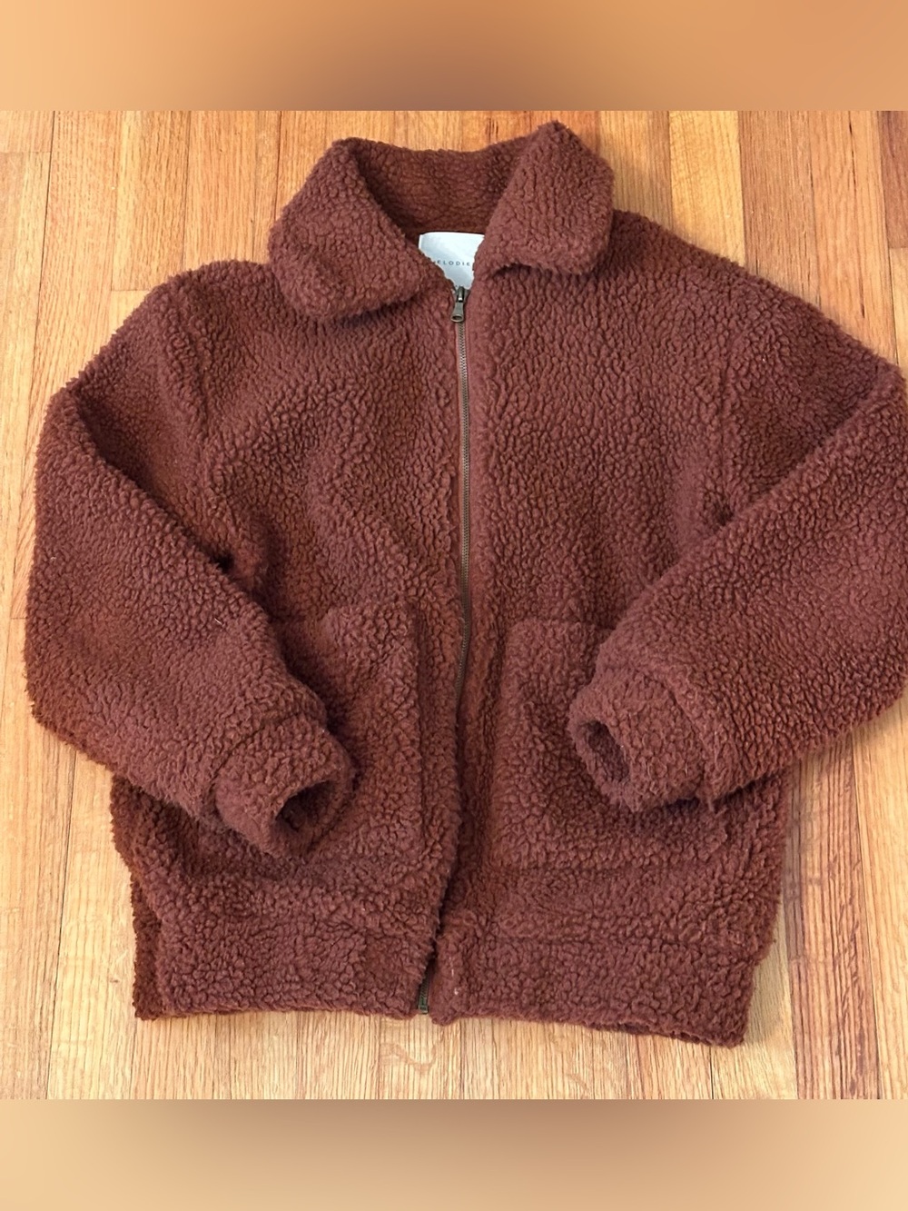 Elodie Faux Sherpa Shearling Teddy Coat Oversized Rust Size XS